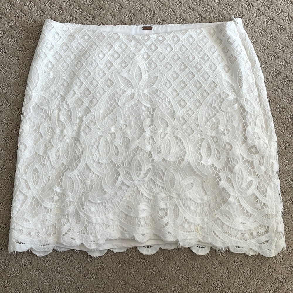 White Lace Free People Mini Skirt